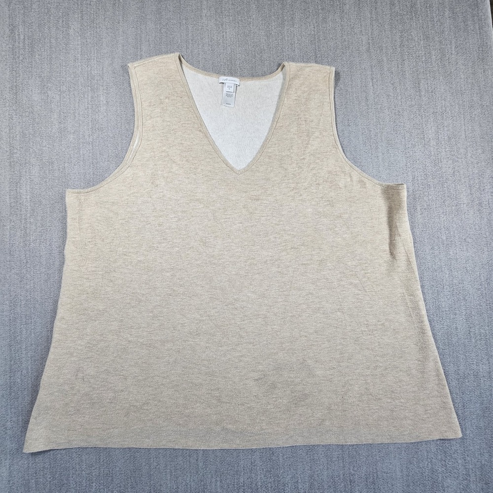 J‎ Jill Women's Reversible Sweater Vest Beige Size XL